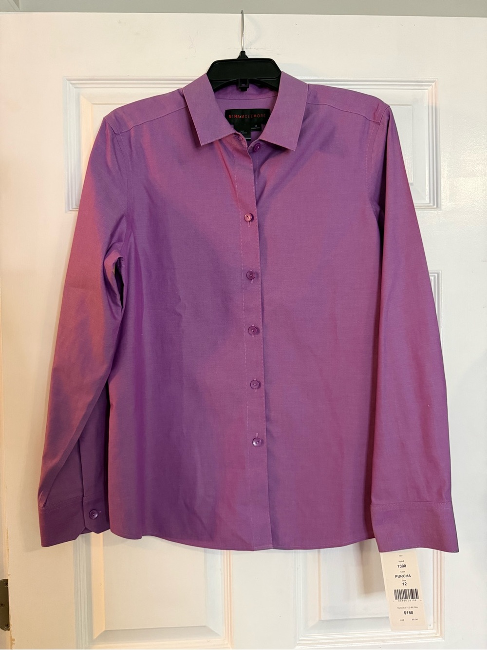 Nina Mclemore Women’s Dress Shirt - Purple Long Sleeve Button-Down